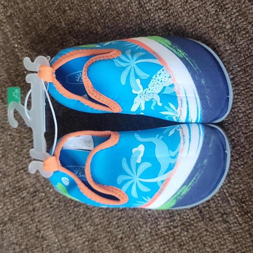 AQUA LEISURE TODDLER BOYS DINOSAUR WATER SHOES: BLUE: NWT: MEDIUM (7/8)
